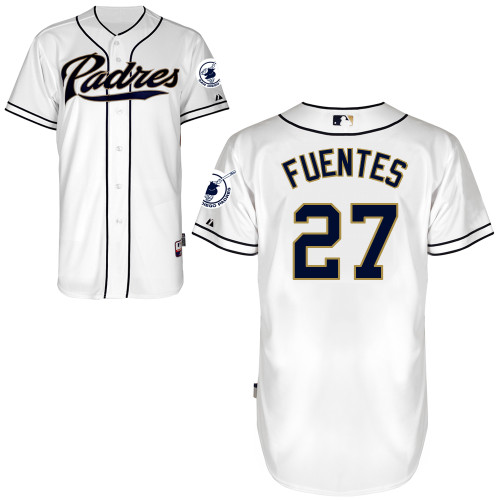 Reymond Fuentes #27 MLB Jersey-San Diego Padres Men's Authentic Home White Cool Base Baseball Jersey